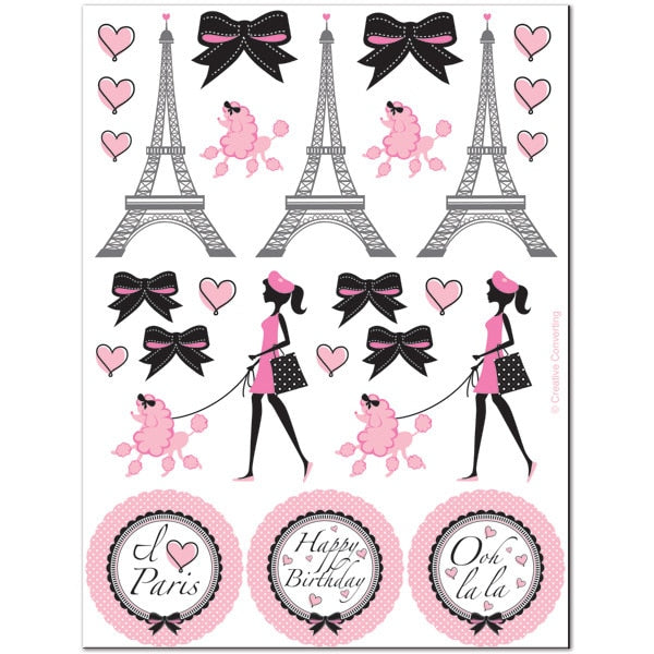 Paris, Ooh La La - Paris Themed Baby Shower or Birthday Party Water Bottle Sticker Labels - Set of 20