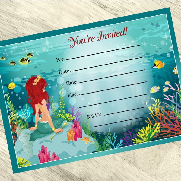 Little Mermaid Invitation  Mermaid Princess Ariel Invites