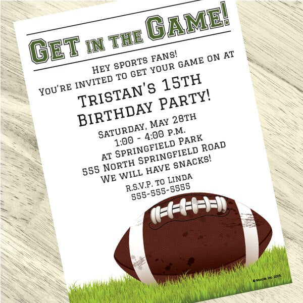 Football Theme Birthday Party Invitation / Customized Dallas 