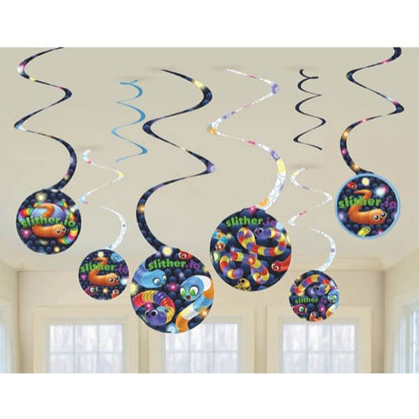 Slither.io Hanging Swirl Birthday Party Decorations, 8-pc