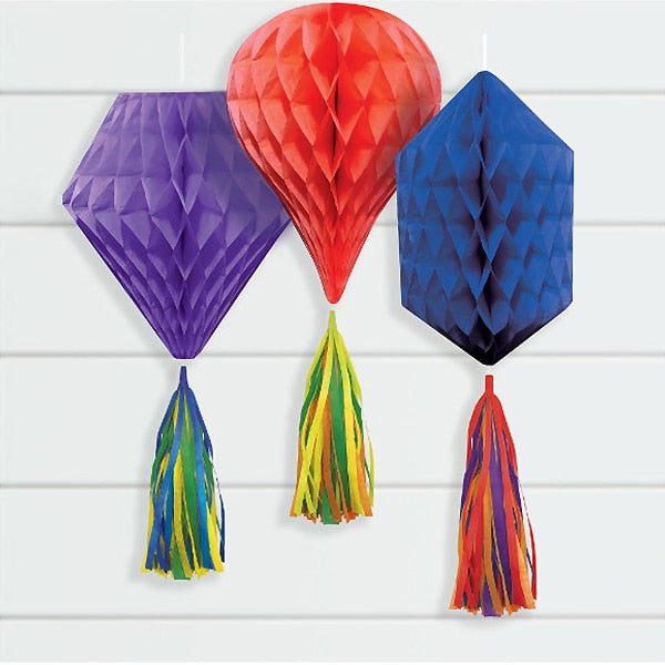 Hanging Rainbow Tissue Paper Ball - 12