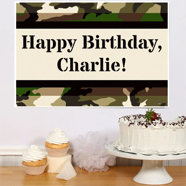 Camouflage Warrior Party Sign by Birthday Direct