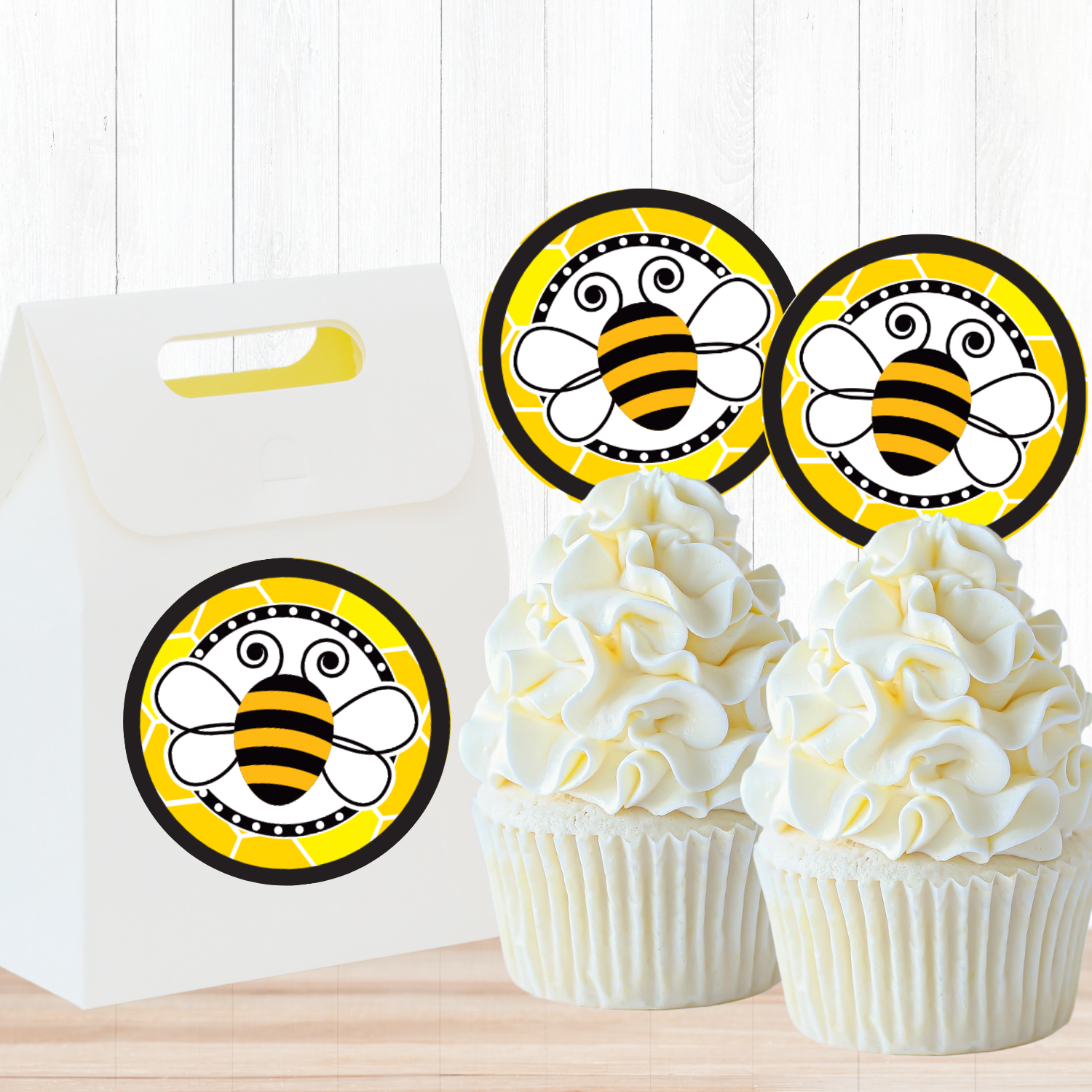 Bumble Bee Party 2-in Circle, Editable Canva Template, Instant Download by Birthday Direct