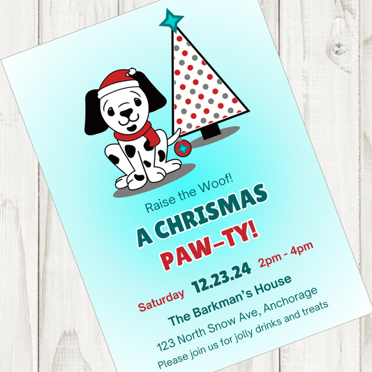 Little Dalmatian Dog Christmas Party Invitation by Birthday Direct