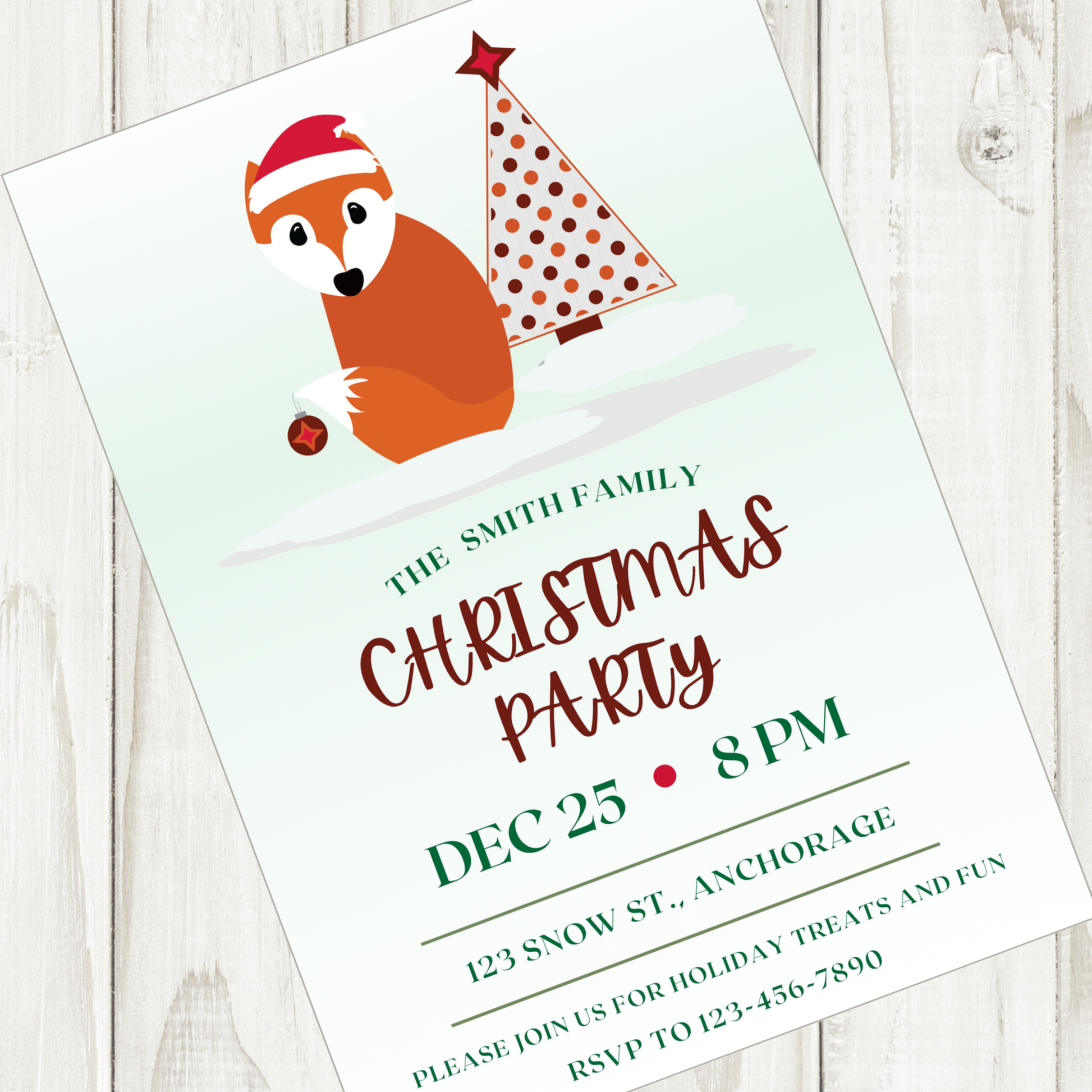 Christmas Fox Party Invitation by Birthday irect