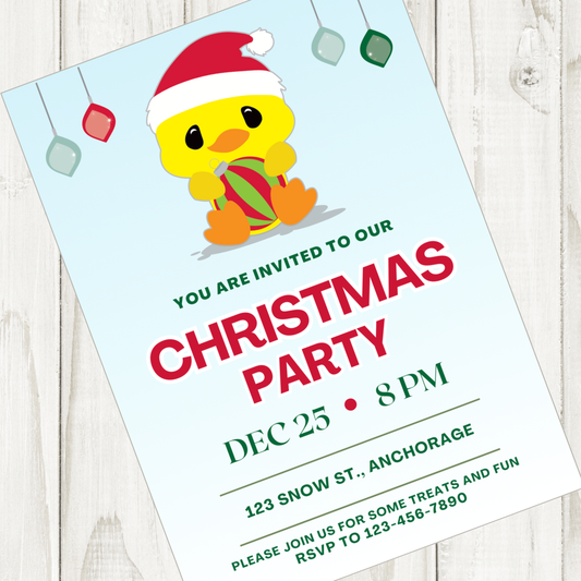 Little Ducky Christmas Party Invitation by Birthday Direct