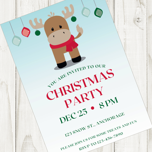 Little Moose Christmas Party Invitation by Birthday Direct