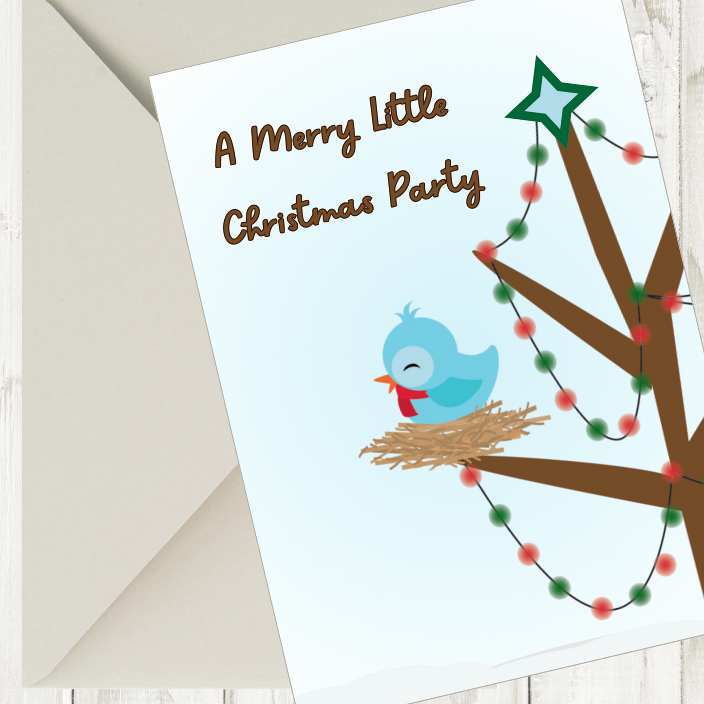 Christmas Little Blue Bird Party Invitation, 5x7-inch, Instant Download Printable Template (Copy)