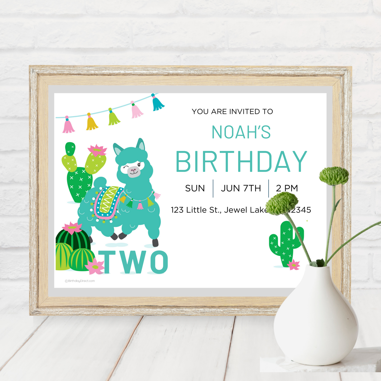 Alpaca 2nd Birthday Invitation, Editable, Printable, Instant Download