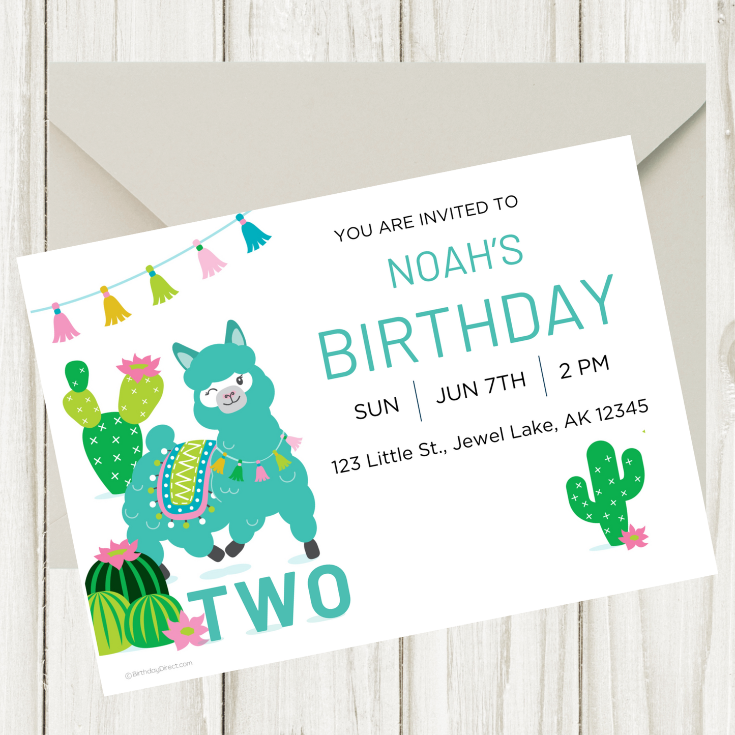 Alpaca 2nd Birthday Invitation, Editable, Printable, Instant Download