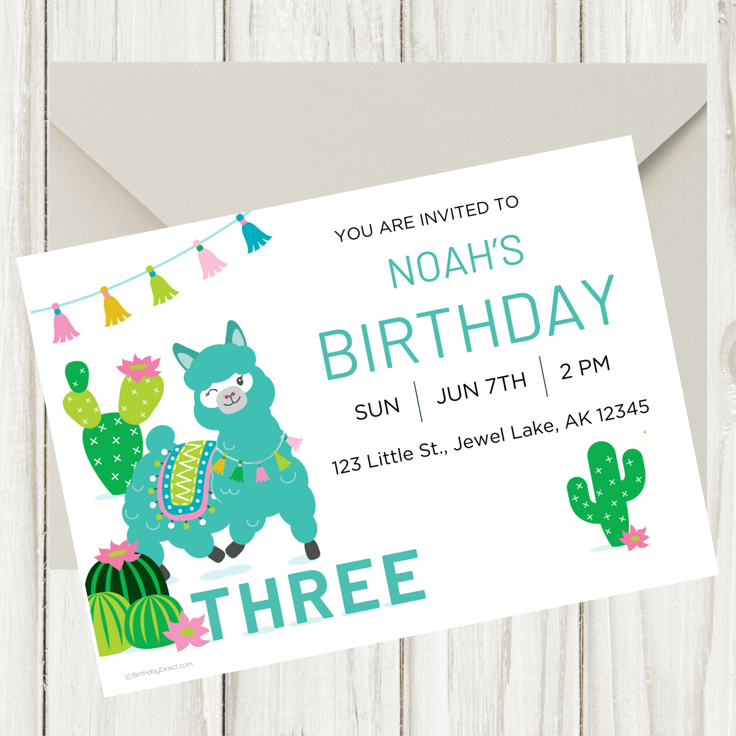 Alpaca 3rd Birthday Invitation, Editable, Printable, Instant Download