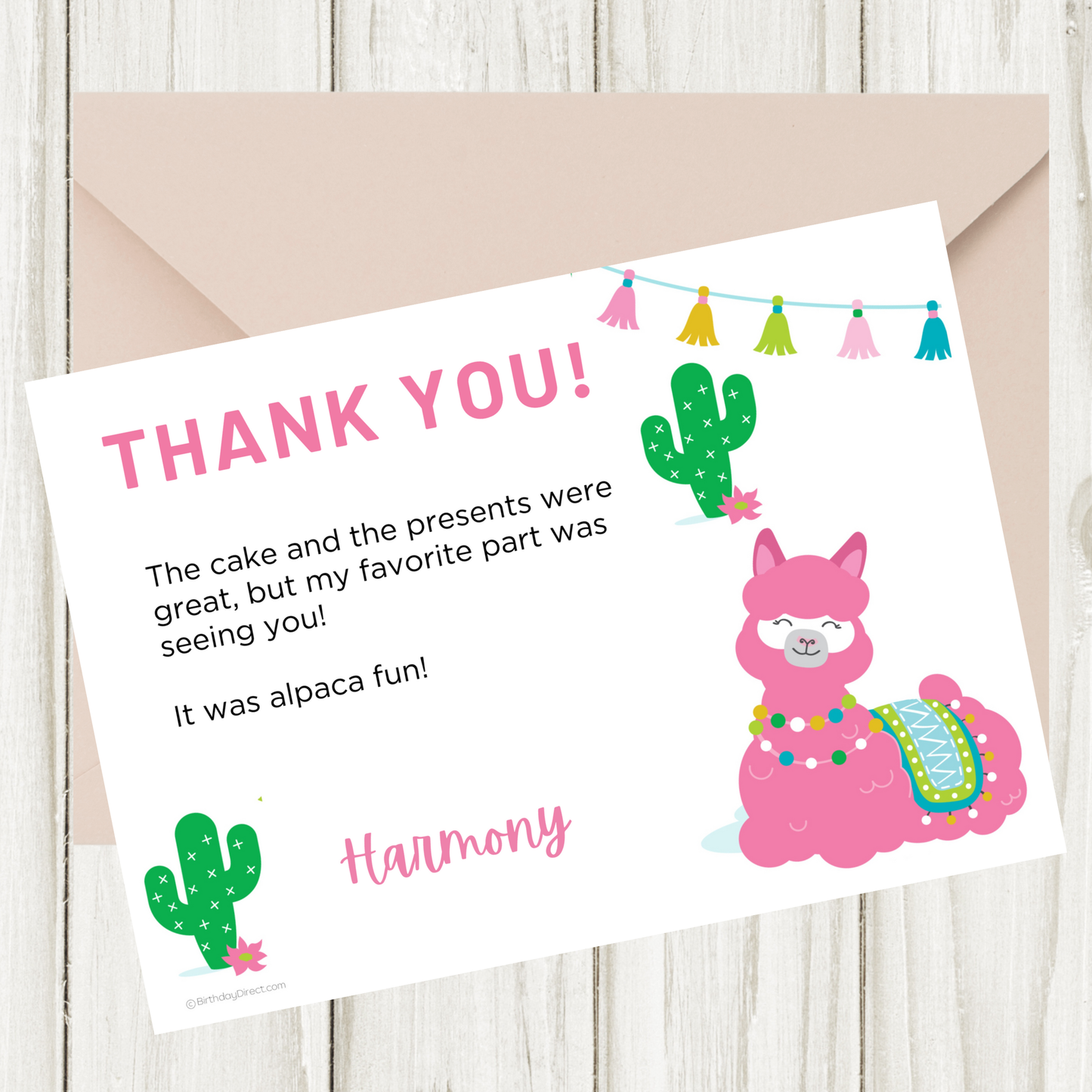 Alpaca Pink Party Thank You, Editable, Printable, Instant Download