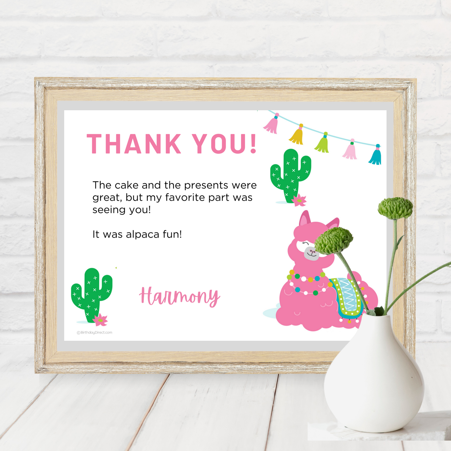 Alpaca Pink Party Thank You, Editable, Printable, Instant Download