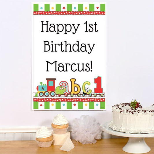 ABC 1st Birthday Sign, Editable Canva Template by Birthday Direct