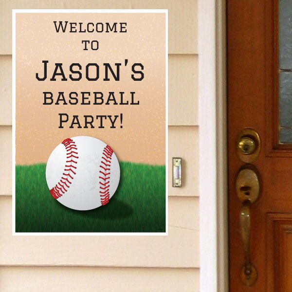 Baseball Party Door Greeter, Editable PDF Printable by Birthday Direct