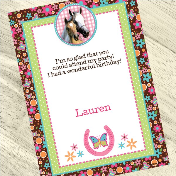 Calico Horse Party Thank You, 5x7-in, Editable PDF Printable by Birthday Direct