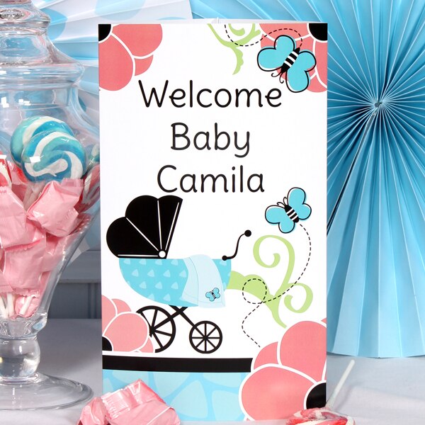 Little Butterfly Baby Shower Centerpiece, 10 inch Editable PDF Printable by Birthday Direct