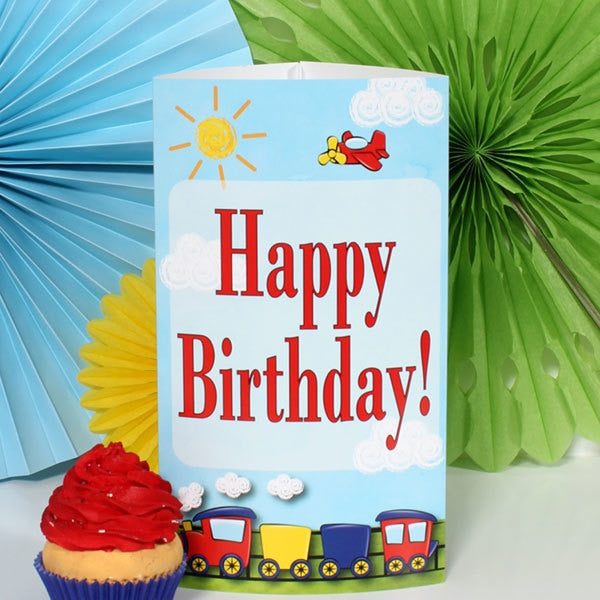 Little Train and Plane Birthday Centerpiece PDF Printable by Birthday Direct