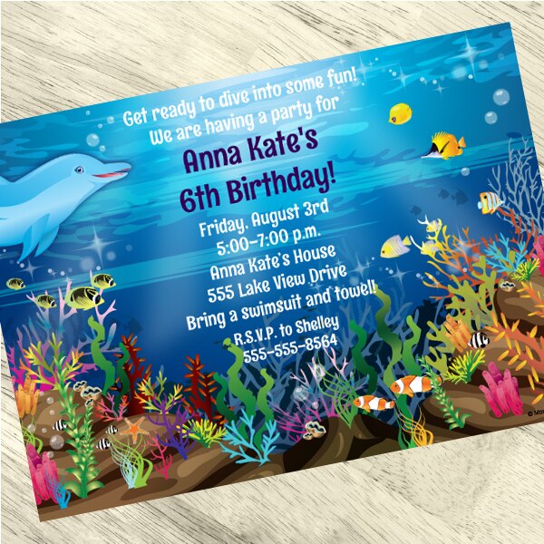 Under the Sea Party Invitation, 5x7-in, Editable PDF Printable by Birthday Direct