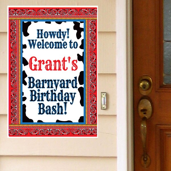 Little Cowpoke Boy Party Door Greeter, Editable PDF Printable by Birthday Direct