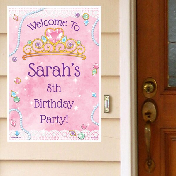 Princess Jewels Party Door Greeter, Editable PDF Printable by Birthday Direct