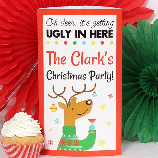 Christmas Ugly Sweater Party Centerpiece, 10 inch Editable PDF Printable by Birthday Direct