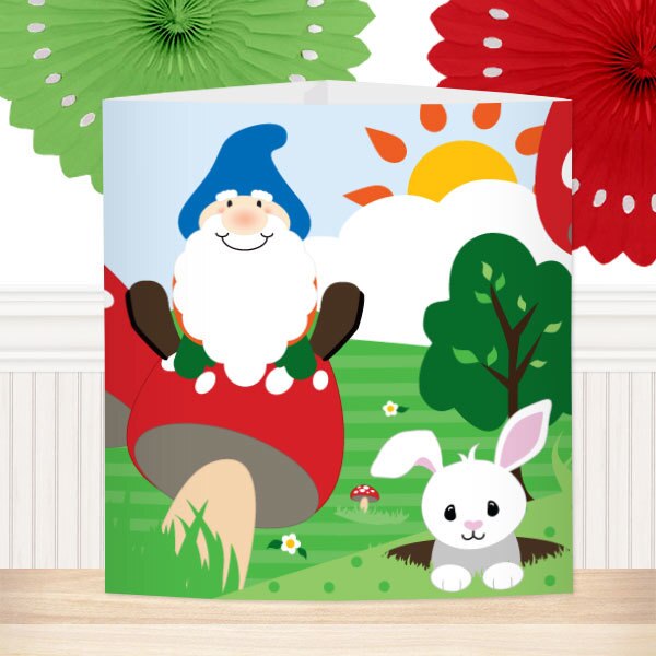 Woodland Gnome Party Centerpiece, Editable Canva Template by Birthday Direct