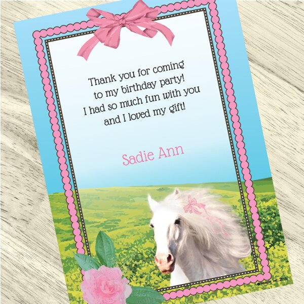 Horse Style Party Thank You, 5x7-in, Editable PDF Printable by Birthday Direct