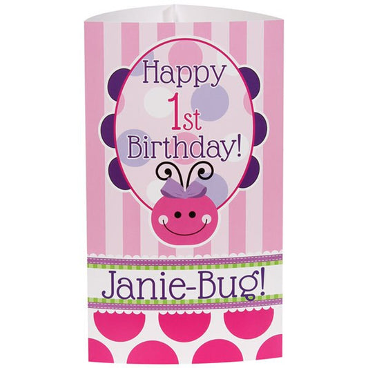 Ladybug Pink 1st Birthday Centerpiece, 10 inch Editable PDF Printable by Birthday Direct