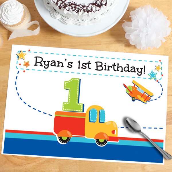 All Aboard 1st Birthday Placemat, 8.5x11 Editable PDF Printable by Birthday Direct