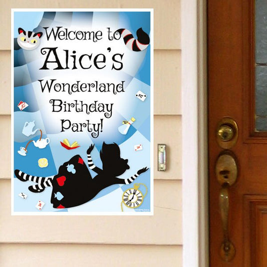 Alice in Wonderland Party Door Greeter, Editable PDF Printable by Birthday Direct