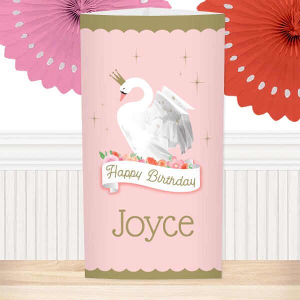 Swan Birthday Centerpiece, 10 inch Editable PDF Printable by Birthday Direct