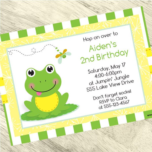 Froggy Frog Party Invitation, 5x7-in, Editable PDF Printable by Birthday Direct