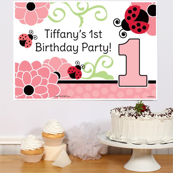 Little Ladybug 1st Birthday Sign, Editable Canva Template by Birthday Direct