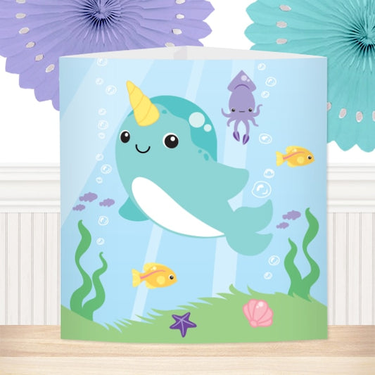 Narwhal Fantasy Party Centerpiece, Editable Canva Template by Birthday Direct