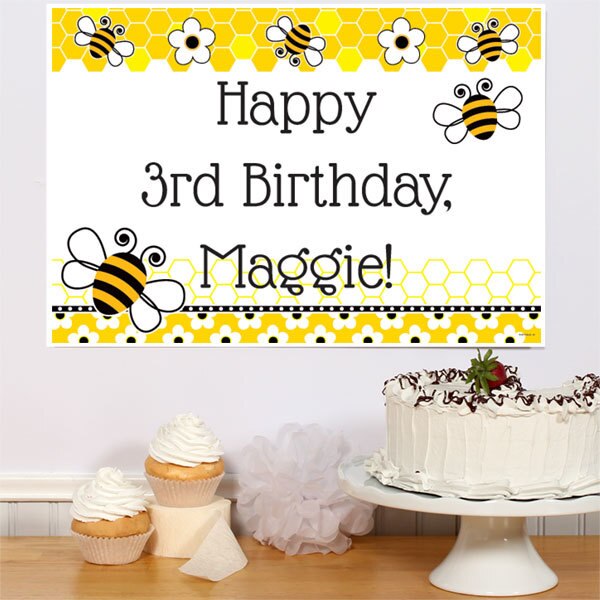 Bumble Bee Birthday Sign, Editable PDF Printable by Birthday Direct