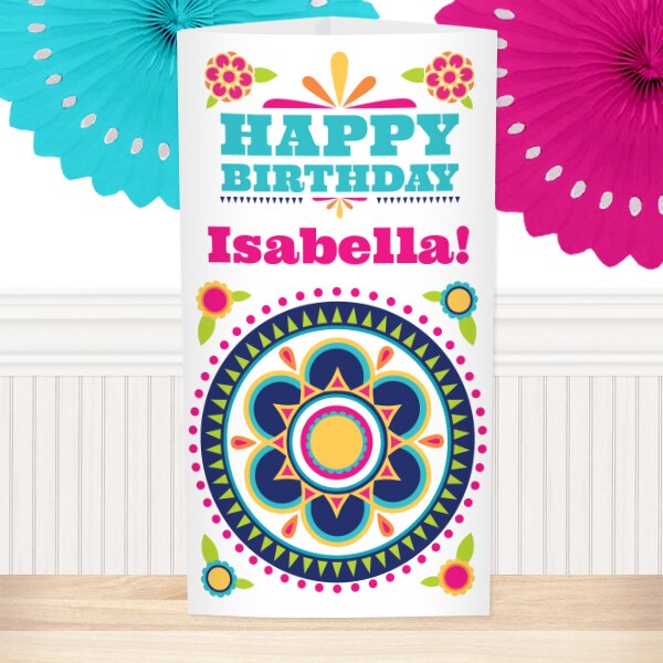 Bohemian Fiesta Birthday Centerpiece, 10 inch Editable PDF Printable by Birthday Direct