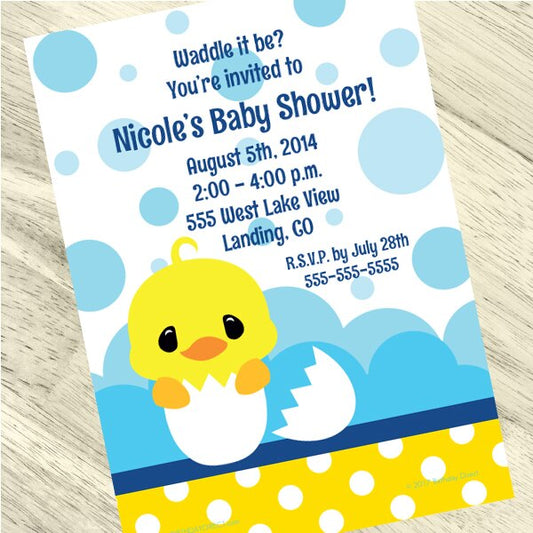 Little Ducky Baby Shower Invitation, 5x7-in, Editable PDF Printable by Birthday Direct