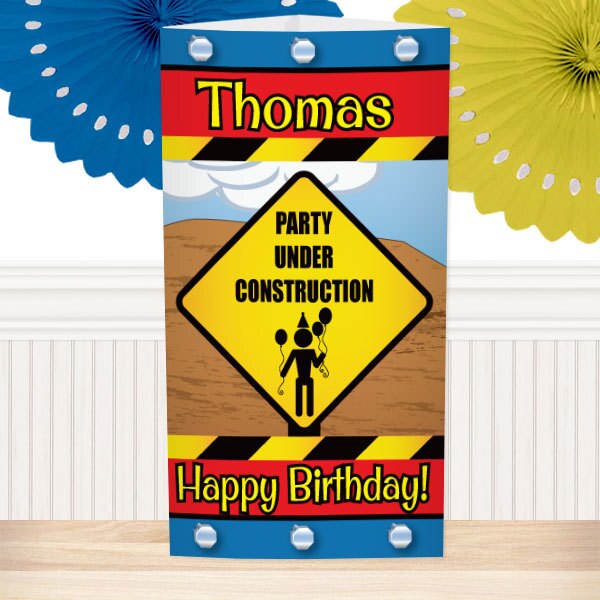 Construction Trucks Birthday Centerpiece, 10 inch Editable PDF Printable by Birthday Direct