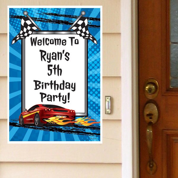 Hot Tracks Party Door Greeter, Editable PDF Printable by Birthday Direct