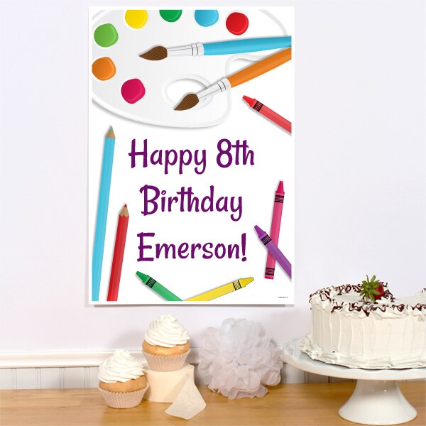 Little Artist Party Sign, Editable PDF Printable by Birthday Direct