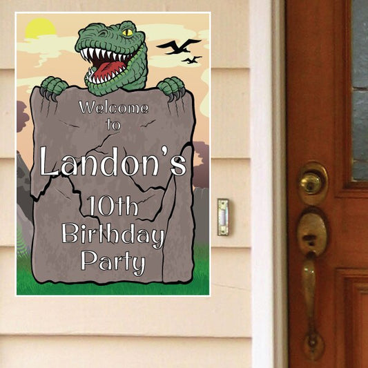 Dinosaur T-Rex Party Door Greeter, Editable PDF Printable by Birthday Direct