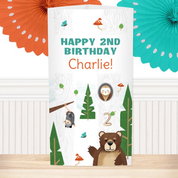 Wild Woodland 2nd Birthday Centerpiece, 10 inch Editable Canva Template by Birthday Direct