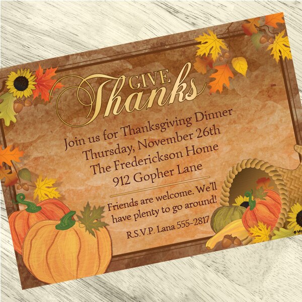 Thanksgiving Rustic Turkey Party Invitation, 5x7-in, Editable Canva Template by Birthday Direct