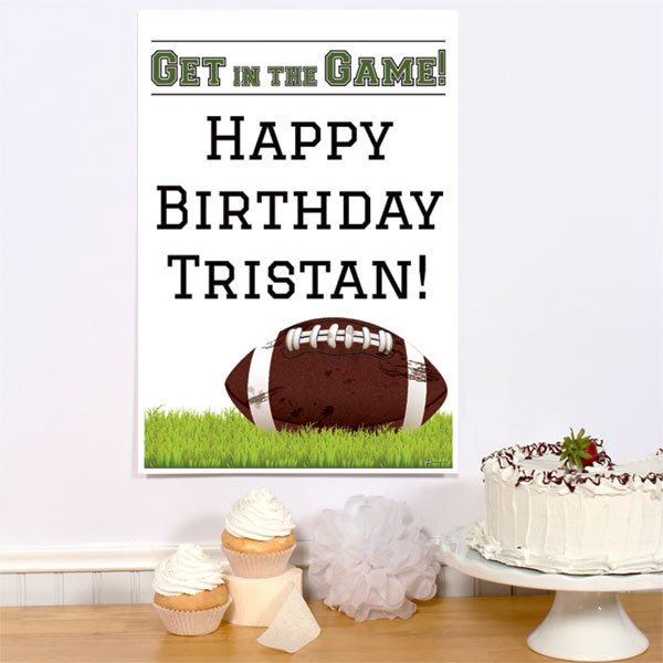 Football Party Sign, Editable PDF Printable by Birthday Direct