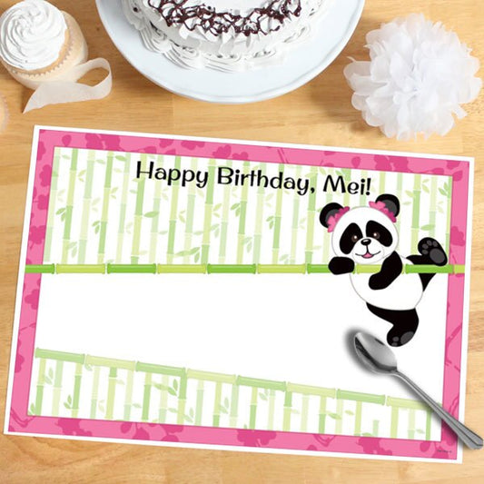 Little Panda Party Placemat, 8.5x11 Editable PDF Printable by Birthday Direct