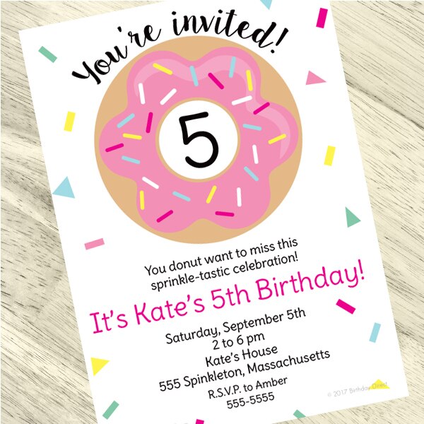 Donut Party Invitation, 5x7-in, Editable PDF Printable by Birthday Direct