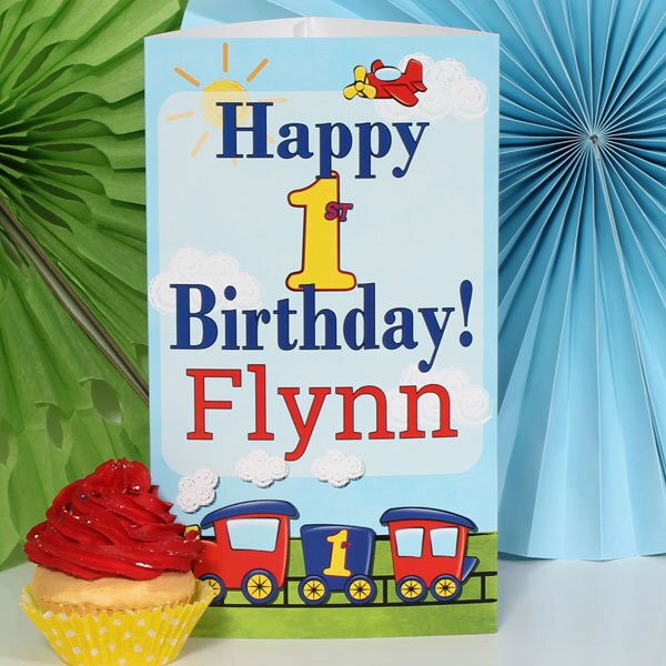 Little Train and Plane 1st Birthday Centerpiece, 10 inch Editable PDF Printable by Birthday Direct