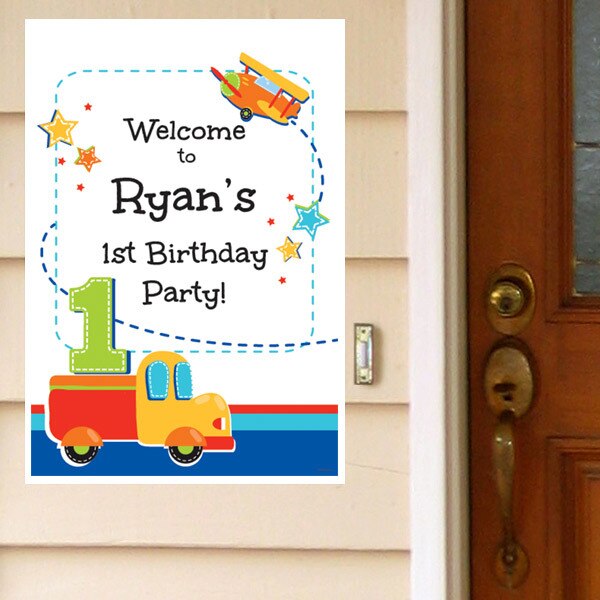 All Aboard 1st Birthday Door Greeter, Editable PDF Printable by Birthday Direct