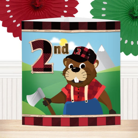 Woodland Lumberjack Beaver 2nd Birthday Centerpiece, 8.5x11 Printable PDF by Birthday Direct